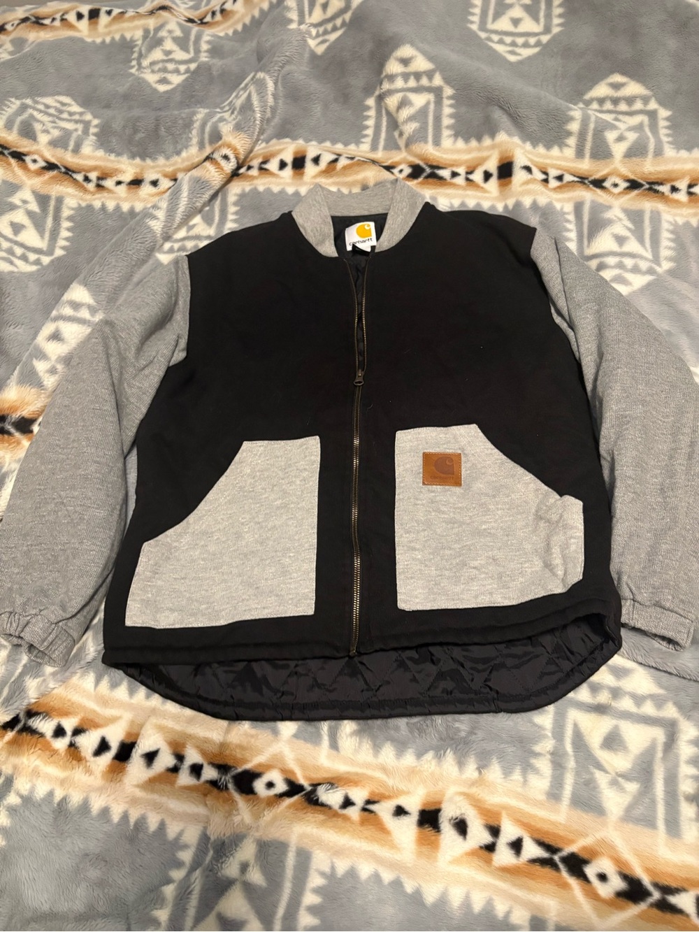 Carhartt Black and Gray Zip-Up Bomber Jacket